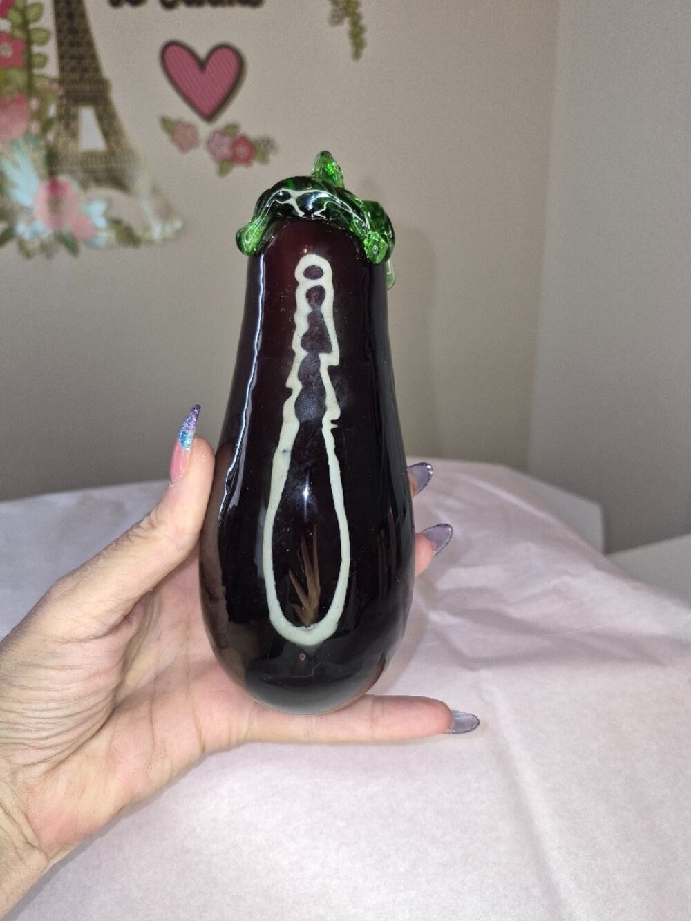 Vintage Murano style glass purple eggplant.